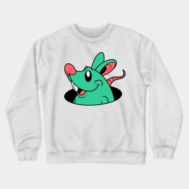 cute rat in the hole Crewneck Sweatshirt by TOSSS LAB ILLUSTRATION